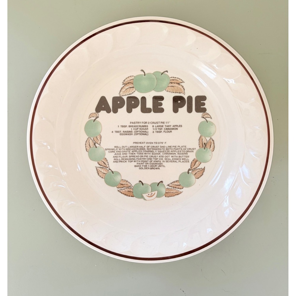 Vintage Apple Pie Recipe Dish | Retro Kitchen Decor | Farmhouse Baking Plate